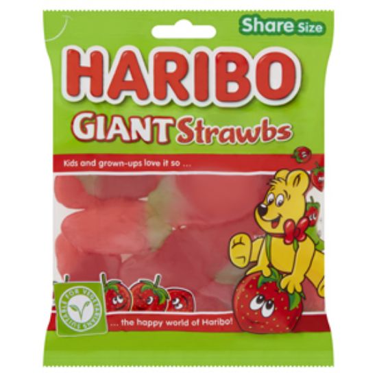 Picture of Haribo Giant Strawberries Bag 160G x12